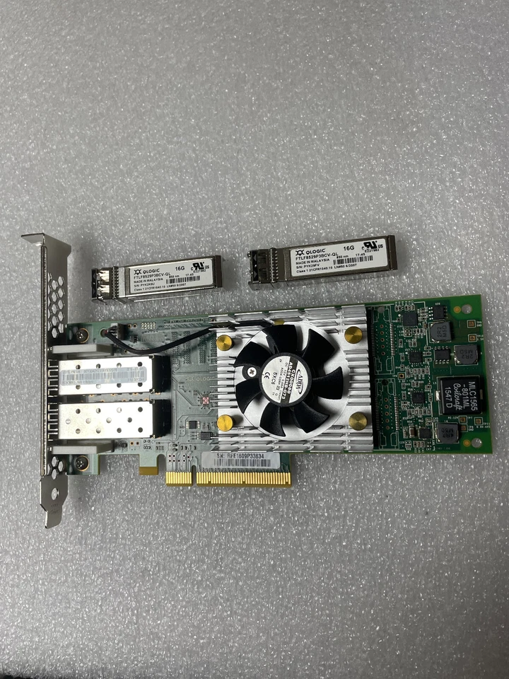 IBM QLogic QLE2660 - LNVX 16GbS FC SFP+ Dual Port H/Profile HBA 00Y3343+ 2x SFP - Image 1 of 1