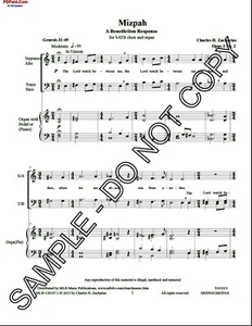 NEW MIZPAH - a benediction response( CHZ-130107.1) for organ and SATB choir - Picture 1 of 2