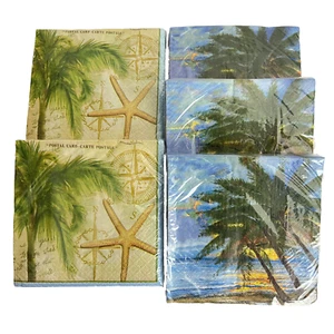 Exotic Tropical Paper Beverage Napkins, 5 Packs 24 Ct, Palm Tree/Tropical Travel - Picture 1 of 4