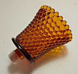 Amber Brown Glass Votive Peg Cup Candle Holder 3x3 Hobnail  - Picture 1 of 14