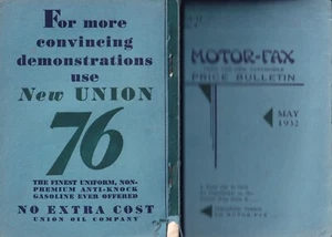 MOTOR-FAX USED AND NEW AUTOMOBILE PRICE BULLETIN VOL.11 No.5 MAY 1932 GUIDE BOOK - Picture 1 of 8