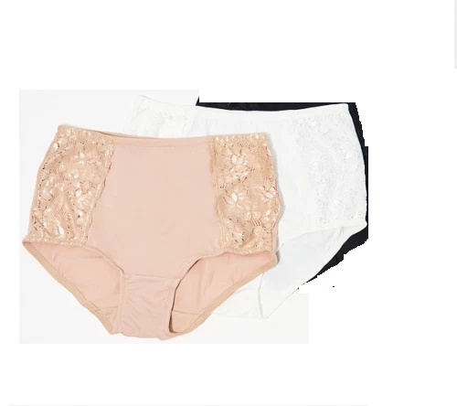 Breezies Juego de 2 Bragas Calzoncillos de Encaje Soporte Suave-Desnudo/Blanco-Mediano-NUEVO-A351931 Foto 1 de 1