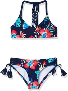 Kanu Surf Girls Willow V-Neck Bikini Beach Sport 2-Piece Swimsuit Brooke Navy 4T - Picture 1 of 5