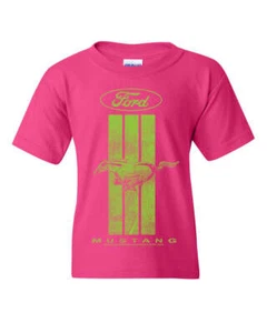 Ford Mustang Green Stripe Youth T-Shirt Classic American Muscle Car - Picture 1 of 8