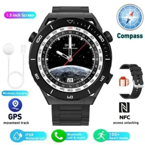 2025 NFC AMOLED Smart Watch Men Custom Dial Answer Call Sport GPS Track Compass - Picture 1 of 14