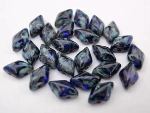 40 8 x 5 mm Tschechische Glas Gemduo Perlen: Kobalt - Picasso - Bild 1 von 1