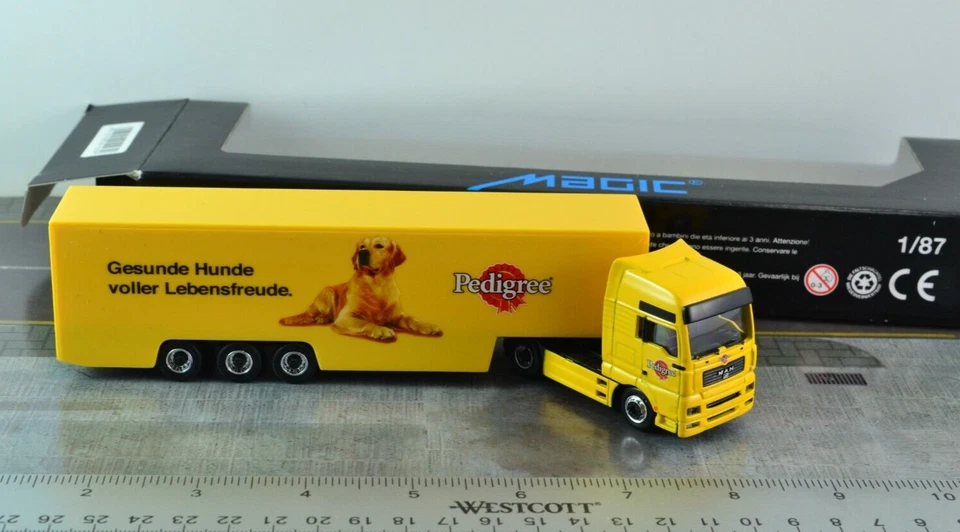 HERPA Magic Diecast MAN TGA XXL PEDIGREE Dog Tractor Trailer Truck 1:87 HO - Image 1 of 3