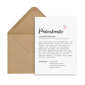 Postkarte PATENTANTE Definition inkl. Briefumschlag Taufe Geschenk Paten - Picture 1 of 2