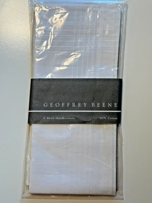 1 paquete de 6 pañuelos para hombre Geoffrey Beene 100 % algodón Foto 1 de 3
