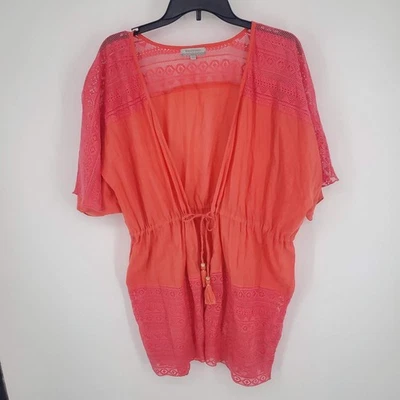 Коралловая вязаная крючком пляжная туника топ World Market Cover Up L XL - Изображение 1 из 4