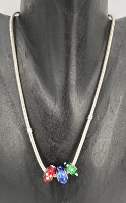 Pandora Halskette mit 3 Charms 925 Sterling Silber Schmuck Bettelanhänger Murano - Bild 1 von 4