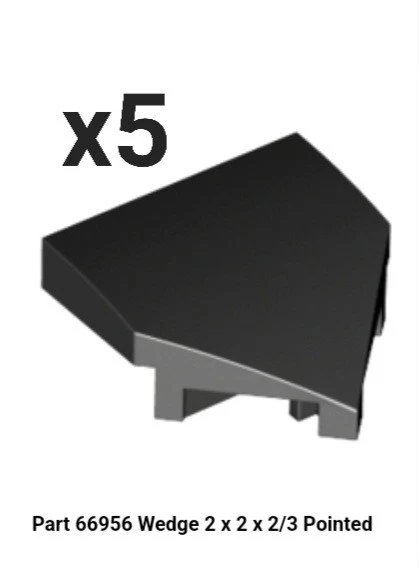 LEGO Part NEW 66956 x5 BLACK Wedge 2 x 2 x 2/3 Pointed 6308912 - Image 1 of 1