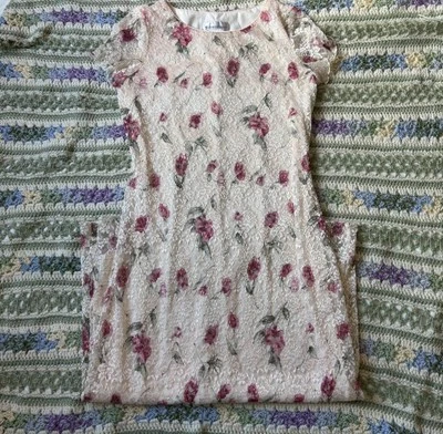 Vintage Dress Barn Floral Lace Sheath Maxi Dress Size 14 Lined Ivory Feminine  - Image 1 of 4