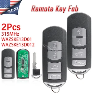 2 for 2014 2015 2016 2017 2018 2019 Mazda 6 3 Button Remote Control Car Key Fob - Picture 1 of 8