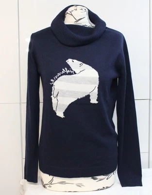 STRANDFEIN  Gr.36  Dunkelblauer  Damen Pullover * Rolli  mit Eisbär - Bild 1 von 4