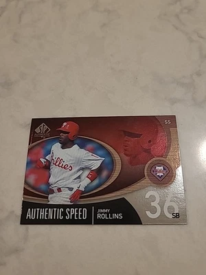 2007 SP Authentic- Jimmy Rollins AUTHENTIC SPEED #AS-28 PHILLIES - Image 1 of 2