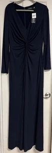 LAUREN RALPH LAUREN Damen-Strickkleid Twist-Front marineblau Größe 14/Brautmutter - Bild 1 von 16