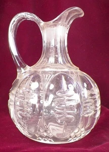 African Shield Cruet Triple Thumbprint Clear Glass Mold Blown 1896 No Stopper - Picture 1 of 5