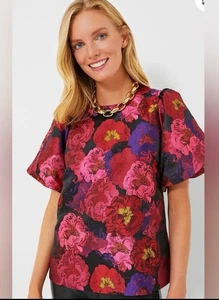 Bluse Biesen + Pomander Place Kamelie Jacquard Lyla Puffärmel | XL - Bild 1 von 10