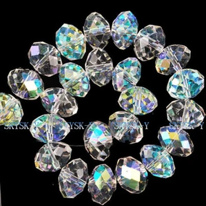 New 70pcs 10x8mm Clear +AB Crystal Faceted Abacus Gems Loose Beads - Picture 1 of 1