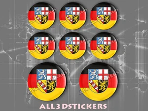 8 x Pegatinas Redondas 3D Relieve Bandera Saarland - Todas las Banderas - Imagen 1 de 1