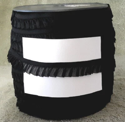 Borde de encaje en rollo completo negro con volantes 186 yardas x 7/8" R03 SOLO 0,99 por año ENVÍO GRATUITO Foto 1 de 2