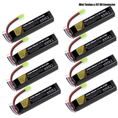 8pcs 11.1V 2000mAh 30C Rechargeable LiPo Battery w/Mini Tamiya Plug for Airsoft - Image 1 of 4