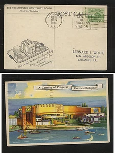 US 730a Chicago Fair postal Electrical bldg 1933 MS0217 - Imagen 1 de 1