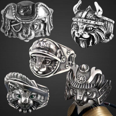 Anillo abierto ajustable de acción para gato joyería pirata vikingo samurai Foto 1 de 3