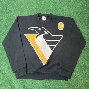 Vintage 90s Pittsburgh Penguins Mario Lemieux 66 Kids Med 10-12 NHL Sweatshirt - Picture 1 of 7