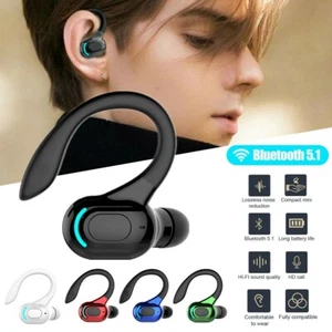 Bluetooth 5.1 Headset Wireless Earbuds Earphones Stereo Headphones Ear Hook US - Picture 1 of 17