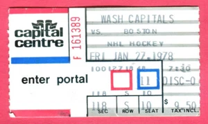 VINTAGE 1978 NHL HOCKEY TICKET STUB-1/27/78 BRUINS/CAPITALS - Picture 1 of 1