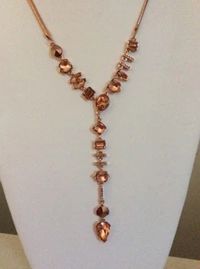 KENNETH COLE Stone Cluster Rose Gold Collection Y-Shaped Necklace #419 - Picture 1 of 8