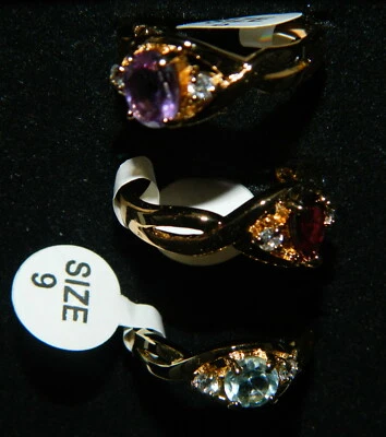 Rings Amethyst-Ruby-Light Blue Glass Stones (set of 3) - Image 1 of 4