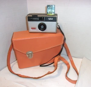 Vintage Kodak Instamatic 124 Camera w/ RARE Orange Case Mid Century Modern - Picture 1 of 7