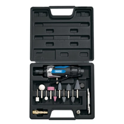 DRAPER AIR DIE GRINDER 15PC 1/4" POLISHER SANDER KIT IN CASE 83736 - Image 1 of 3