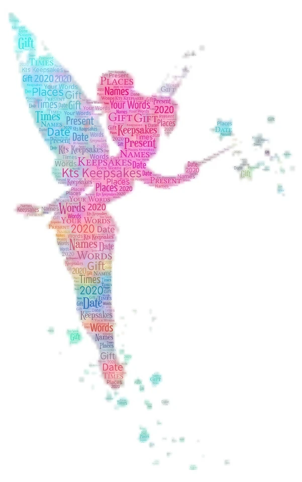 KTS KEEPSAKES word art picture personalised gift present keepsake rainbow tinkerbell disney