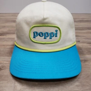 Poppi Prebiotic Soda Hat Cap Snapback Blue Neon Ivory Patch Logo Rope Brim Adj - Picture 1 of 8