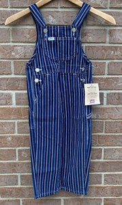 Vintage Lee Jeans Striped Bib Denim Overalls Blue 4T Toddler Boy Girl USA NEW - Picture 1 of 11