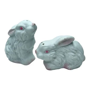 Vintage Salz Pfefferstreuer Hasen weiß rosa Osterdeko Kitsch Neuheit Versand - Bild 1 von 14