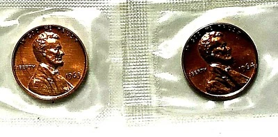 1963  P  1964 P Lincoln Cent PROOF Set Of 2 Still In Mint Cello - Image 1 of 4