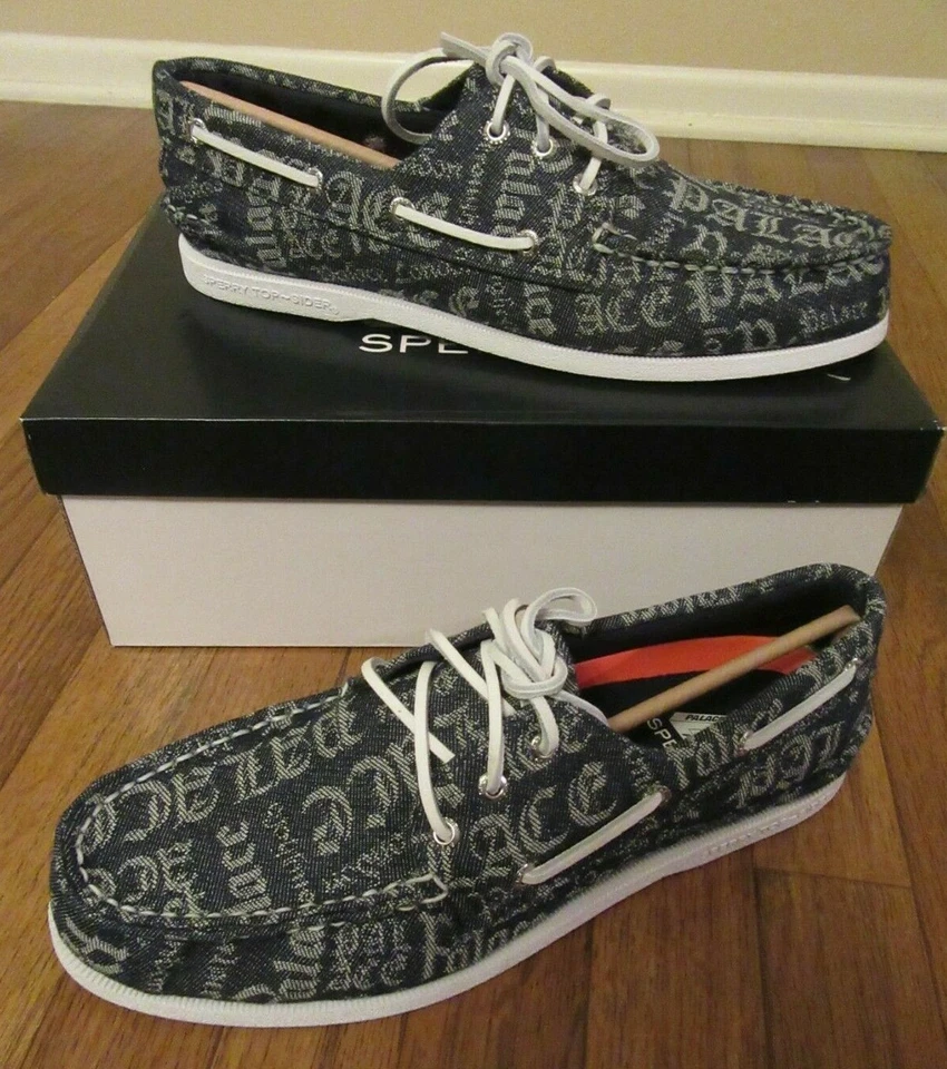 Palace Sperry Cloud Authentic Original 3 Eye Denim Boatshoe Size 11 Navy Indigo