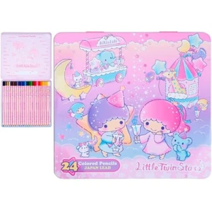 Pequeñas Estrellas Gemelas 24 Colores Japón Dibujo de Plomo Color Lápiz En Caja Lata Estuche - Imagen 1 de 4