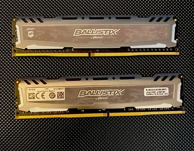Crucial Ballistix Sport 8GB (2x4GB) DDR4 2400 Memory Kit RAM CL16 LOT (2) - Image 1 of 2