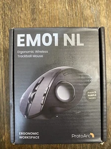 ProtoArc EM01 NL Ergonomic Bluetooth Wireless Trackball Mouse Rollerball Thumb - Picture 1 of 16