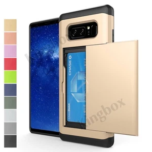 Samsung Galaxy Note 8 9 Slide Card Slot Wallet Cover Slim Case S8 S9 S10 Plus - Picture 1 of 21