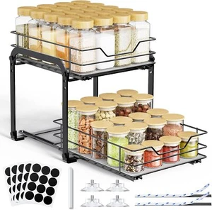 Spice Rack Organizer for Cabinet - 2-Tier Vertical Pull Out Spice Rack - Picture 1 of 5
