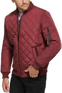 Calvin Klein Men's Quilted Bomber Jacket Black Green(Camo) Size M, L, XL New - Picture 1 of 15