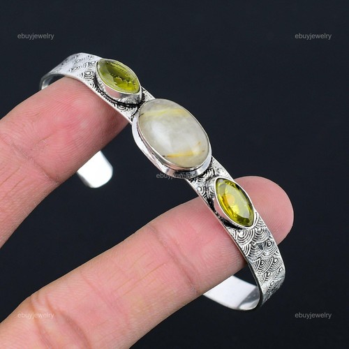 VALENTINO Bracciale Gemma Oro Naturale Rutilo Argento Sterling 925 Regolabile Per Donna