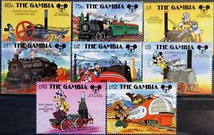 GAMBIA 1987 729-36 Disney Cartoons 60th Ann Micky Mouse Lokomotiven Eisenbahn **